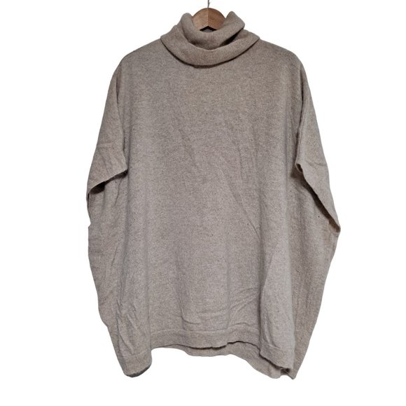 Garnet Hill Sweater Poncho Cape Women Size Small Cashmere Cozy Lagenlook Tan - Picture 1 of 11